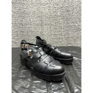Vagabond Aurora Leather Closed Toe Chunky Flat Sandals Black Womens Size 39
